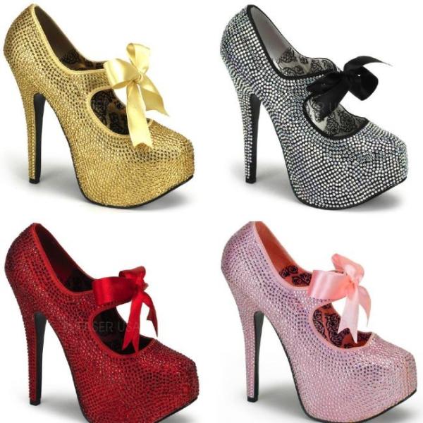 TEEZE-04R　5.5インチ(約14cm) ハイヒール パンプス ラインストーン付き/Pleas...