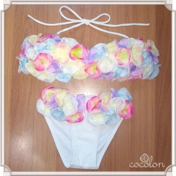 花びらビキニ　お花フラワー ハンドメイド 水着上下セット レディース　インポート/Chuan Pis...
