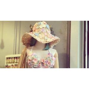 花びらお花フラワー ハンドメイド リゾート 帽子レディース　インポート フリーサイズ/Chuan P...