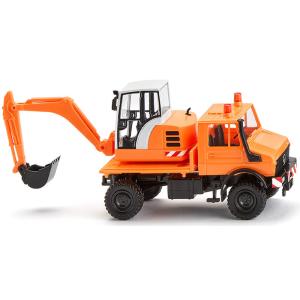 1975-93 Unimog フラットベッド 油圧ショベル付 Municipal Orange Wi...