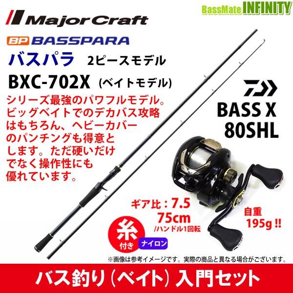 【ナイロン12lb(約100m)糸付き】【バス釣り(ベイト)入門セット】●バスパラ BXC-702X...