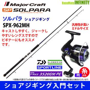 【送料無料】【PE2号(200m)糸付き】【ショアジギング入門セット】●メジャークラフト　ソルパラ SPX-962MH＋スポーツライン MS V-MAX 3520DX-PE｜bass-infinity