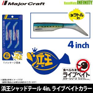 ●メジャークラフト　浜王 シャッドテール HMO-SHAD 4インチ ライブベイトカラー 【メール便配送可】 【まとめ送料割】｜bass-infinity