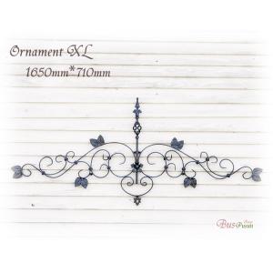 ぐるぐると葉っぱの大きな妻飾り W1650mm×H710mm屋外用錆止め加工済：壁飾り・オーナメント・ウォールデコ