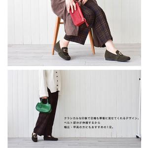 スリッポン スクエアトゥ バックル付き クロー...の詳細画像2