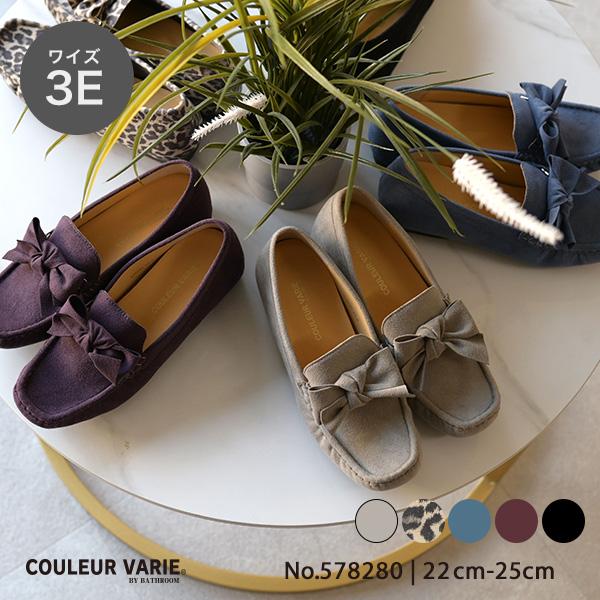 モカシン レディース リボン 幅広 甲高 甲深 外反母趾 内反小趾 3E幅 ローヒール 内ボア ファ...