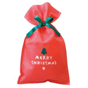 【ラッピング袋】シンプルクリスマスレッド不織布バッグ-M｜baton-store