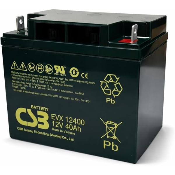 G&amp;Yu EVX12400 B2端子 小型制御弁式鉛蓄電池 12V 40Ah 密閉型 VRLA UP...