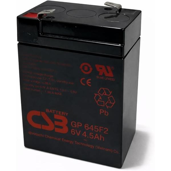 G&amp;Yu GP645 F1端子アダプター装着 小型制御弁式鉛蓄電池 6V 4.5Ah 密閉型 VRL...