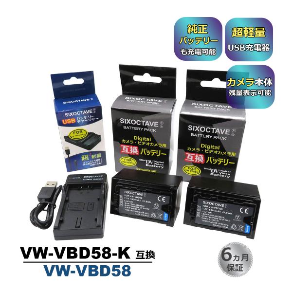 VW-VBD58-K VW-VBD58 Panasonic パナソニック 互換バッテリー 2個と 互...