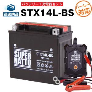 バイク バッテリー H_STX14L-BS YTX14L-BS SVR14互換 お得2点セット バッテリー+星乃充電器(チャージャー) スーパーナット 総販売数100万個突破(液入済)