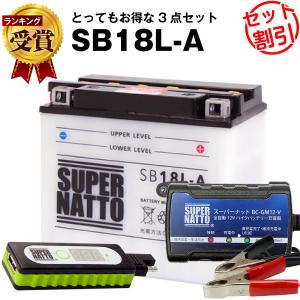 バイク バッテリー SB18L-A YB18L-A互換 お得3点セットUSBチャージャー+充電器+バッテリー バイクでスマホ充電(液入済)｜batterystorecom