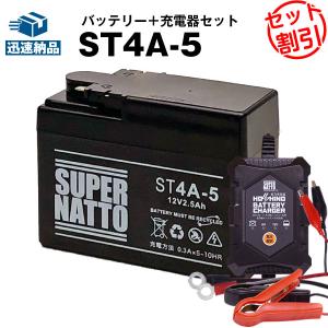 バイク バッテリー ST4A-5 YTR4A-BS KTR4A-5 GTR4A-5 FTR4A-BSに互換 お得2点セット バッテリー+星乃充電器(チャージャー) スーパーナット｜batterystorecom