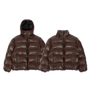 WASTED PARIS ウェイステッドパリス Puffer Hood Faux Leather ダウンジャケット レザージャケット フード付け外し可能 ストリート