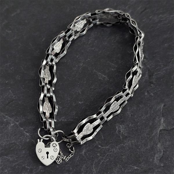 イギリスヴィンテージ　パドロック　スターリングシルバー　ブレスレット