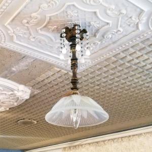 ミルクガラス フリル ペンダントライトシェード フランスアンティーク