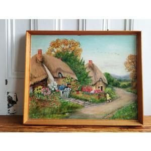 シャビーシック古い油絵          アンティーク風景画 シャビーシック古い油絵 アンティーク風景画