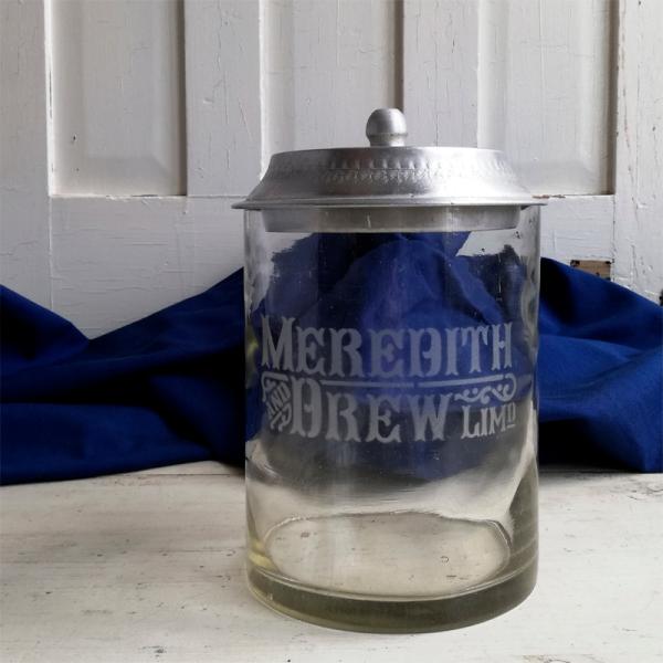 MEREDITH &amp; DREW ガラス　ビスケットジャー　イギリスアンティーク