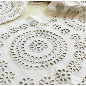 コットン 花のカットワーク ボーダー 端レース...の詳細画像3