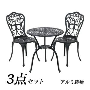 ガーデンテーブルセット アイアン ローズ/薔薇 3点セット : インテリア