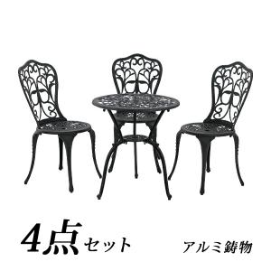 ガーデンテーブルセット アイアン ローズ/薔薇 3点セット : インテリア