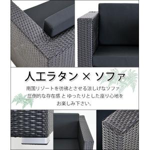 人工ラタンソファ 1人掛け 黒 シングルソファ...の詳細画像1