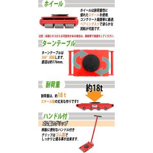 マシンローラー 耐荷重約18t スチール製ホイ...の詳細画像3