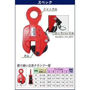 立吊クランプ ロック式 定格容量約1t クラン...の詳細画像2