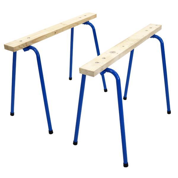 ソーホース 折りたたみ 青 2台1組 工作台 作業台 天板幅約900mm 天板奥行約92mm 耐荷重...