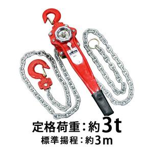 レバーホイスト チェーンブロック 定格荷重約3t 約3000kg 標準揚程約3m