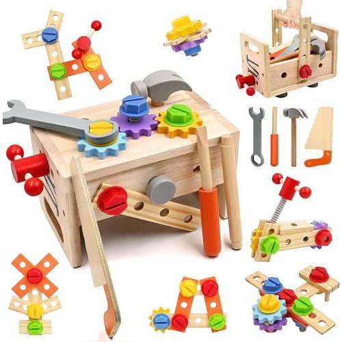 組み立て 大工 おもちゃ 男の子 女の子 収納付き工具台 知育玩具 工具 木のおもちゃ 創造力を養成...