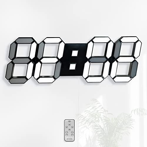 KOSUMOSU デジタル時計 LED時計 壁掛け時計 3D 15インチ 目覚まし時計 リモコン付き...