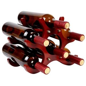 W27 木製 ワインラック ホルダー ワイン シャンパン ボトル ウッド 収納 組立式 ケース スタンド インテリア ディスプレイ (6本用)｜baxonshop-honten