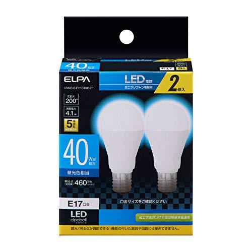 エルパ LED電球ミニクリプトン形 E17 昼光色相当 屋内用 2個入 LDA4D-G-E17-G4...