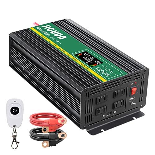 JIGUUN インバーター 正弦波 12v 1500w最大電力3000W DC 12V AC 100...