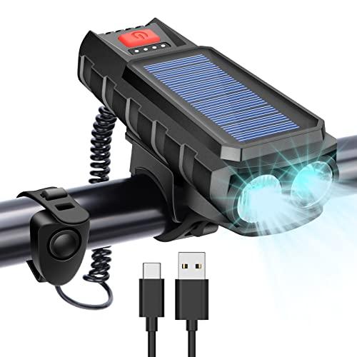Oziral 自転車ライト ソーラー充電 USB充電 自転車用ヘッドライト 高輝度 2000mAh充...
