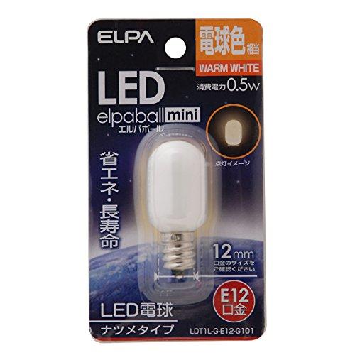 エルパ LEDナツメ形 照明 E12 100V 0.5W 電球色 屋内用 LDT1L-G-E12-G...