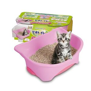 デオトイレ 猫用 トイレ 子猫*5kgの成猫用 本体セット ツートンピンク おしっこ ペット用品 ユニチャーム｜baxonshop-honten