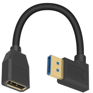 Poyiccot DP1.4延長ケーブル、 90 度 L字 L型 DisplayPort-DisplayPort延長ケーブル、短いDP-DP 8K延長ケーブル、右向きDisplayPortオス-メス延長ケーブル、 サ｜baxonshop-honten