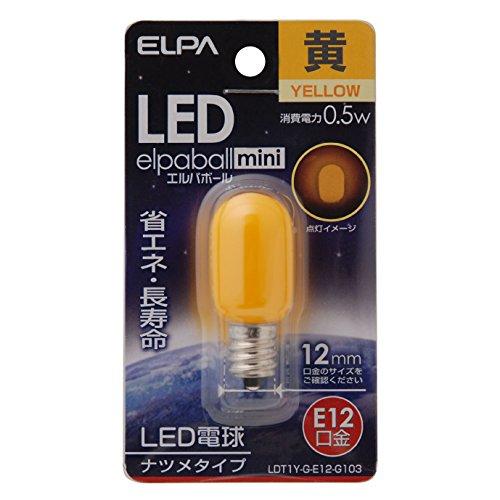 エルパ LEDナツメ形 照明 E12 100V 0.5W 黄色 屋内用 LDT1Y-G-E12-G1...