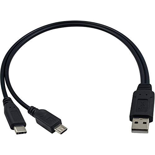 Duttek USB 2.0 二股ケーブル, USB 2.0 Aオスto USBタイプCオス&amp; マイ...