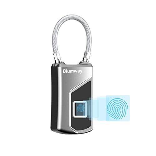Blumway スマート指紋認証南京錠 タッチロック ステンレス合金製 USB充電式 複数人共有 指...