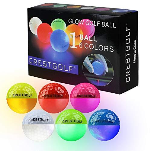 Crestgolf 光るゴルフボール新型人気ごるふぼーる６個 入り夜間発光可能マルチカラー