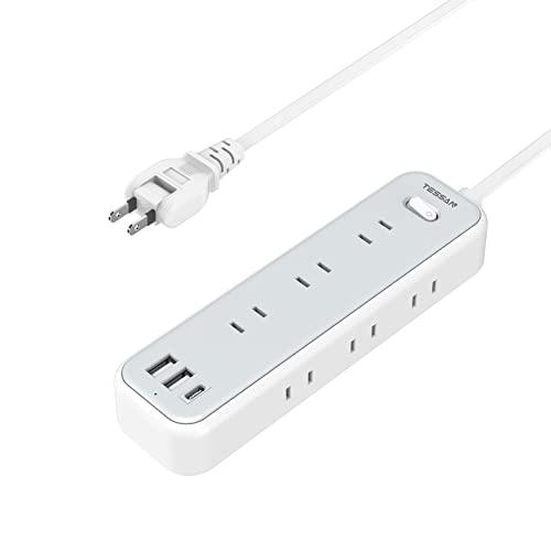 TESSAN 電源タップ usb c付き 2m ACコンセント 9口 USB-C 1ポート USB-...