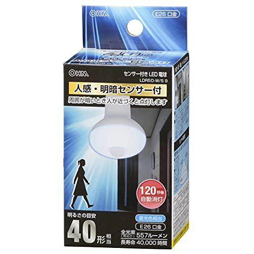 LED電球 レフ形 E26 40形相当 人感・明暗センサー付 昼光色