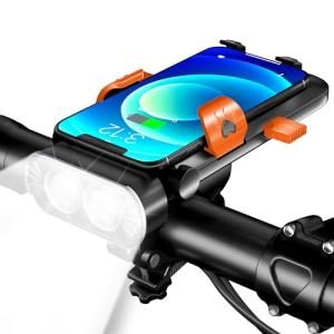 VECELO 自転車 ライト ４in１多機能 LEDヘッドライト 自転車スマホホルダー USB充電式 大容量4000mAh 高輝度 800ルーメン 4つ調光モード 4.0-6.7インチ 多機種対｜baxonshop-honten