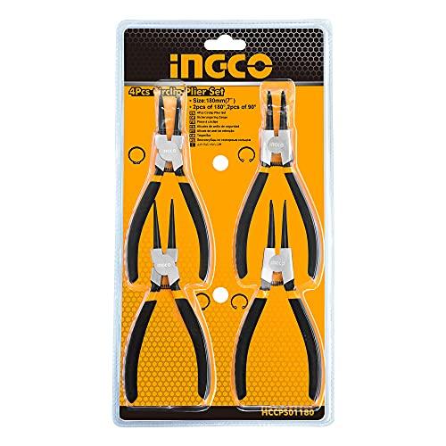 INGCO スナップリングプライヤー 4本組 先端直径φ1.8mm 全長180mm HCCPS011...