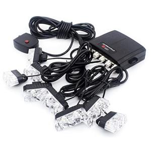 LED ストロボ フラッシュ ライト 12V 車用 キット スイッチ付き 爆光 高輝度 ストロボライト 2連 * 8灯 車 led ライト キット