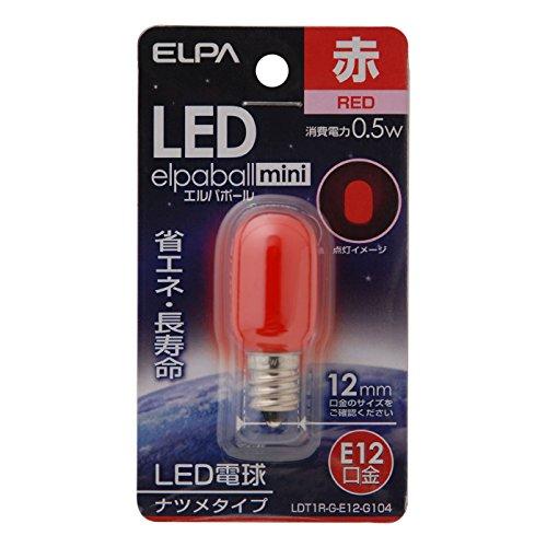 エルパ (ELPA) LEDナツメ形 LED電球 E12 赤色 屋内用 LDT1R-G-E12-G1...