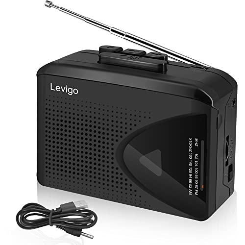 Levigo カセットプレーヤー カセットテープ ポータブル ラジオ AM/FMラジオ テープ再生 ...
